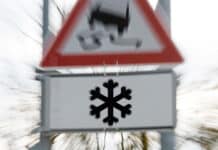 Achtung, Glättegefahr: Überfrierende Nässe oder gefrierenden Sprühregen in der Region