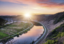 Wetter zum Wochenbeginn – Es wird sonnig in Rheinland-Pfalz und dem Saarland! Sonne und blauem Himmel über Parkanlage bei warmen Sommertemperaturen in Rheinland-Pfalz.
