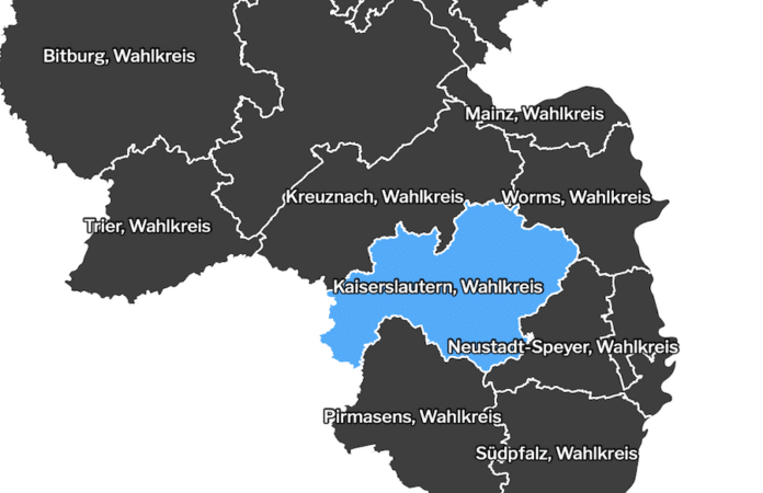 Karte mit Wahlkreisen in RLP