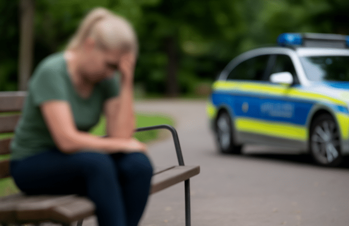 Symbolbild einer betrunkenen Frau auf einer Parkbank in Speyer – Polizei greift bei lebensgefährlichem Alkoholwert von 5,4 Promille ein.