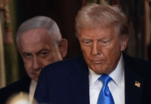 Trump verkündet Waffenruhe im Iran-Krieg auf Truth Social: Zwei Wochen Pause überraschend angekündigt Donald Trump mit ernster Miene, im Hintergrund Israels Premierminister Benjamin Netanjahu – beide im Zusammenhang mit der Friedensmeldung zum Ende des 12-Tage-Kriegs.