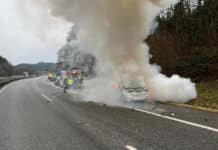 ++ Update: Reifenplatzer führt zu Crash mit Pkw-Brand auf der A1 bei Mehren ++