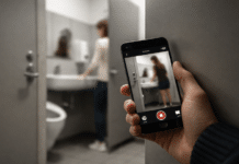 Mann (55) filmt Frauen heimlich auf Uni-Toilette – Strafverfahren eingeleitet! Symbolbild zu heimlichen Videoaufnahmen auf einer Frauentoilette an einer Universität in Mainz