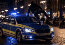 Kurios: Betrunkener läuft über fahrendes Polizeiauto – Festnahme unter Applaus!